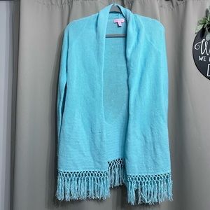 EUC - Lilly Pulitzer NWT Tatum Cardigan - Blue with Fringe